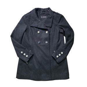 GUESS Los Angeles Wool Blend Pea Coat Women’s M Black Double Breasted